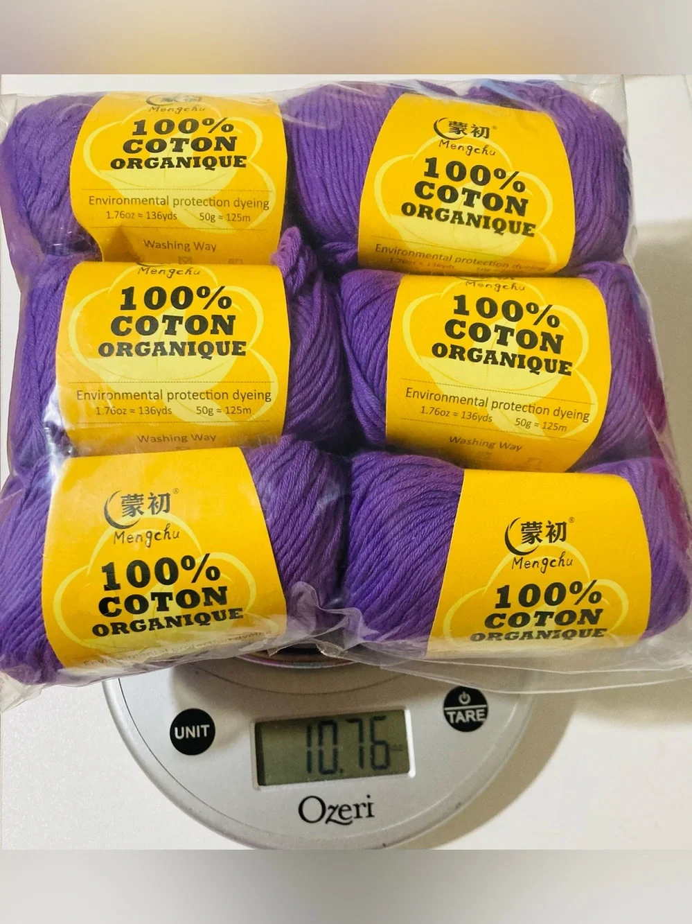NWT 6 Mengchu 100% Organic Cotton Yarn Color: Lilac ~48g ea 10 oz total